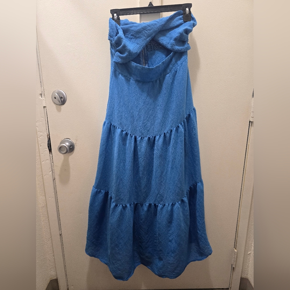 Princess Polly Blue Strapless Tiered Maxi Dress - Picture 2 of 12